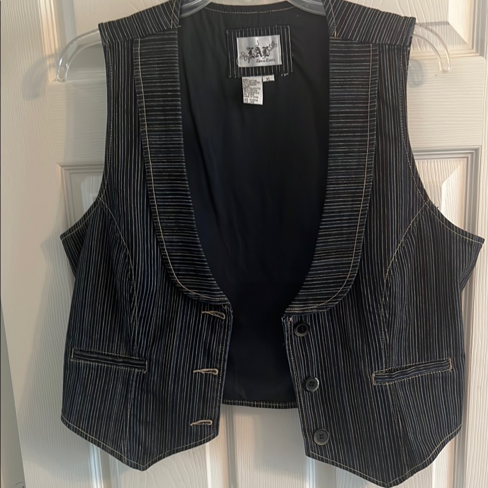 Dark Blue and White Striped Vest - Picture 1 of 6